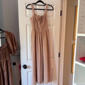 AUREUM Brown and White Gingham Sundress